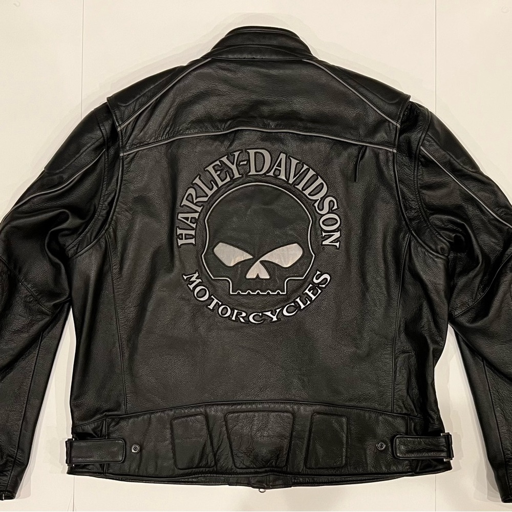 Harley Davidson “Willie G” reflective leather jacket w/removable liner, Size 2XL
